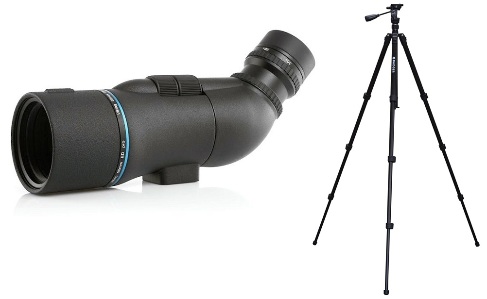 Viking ED Pro 50mm Spotting Scope with 12-36x Zoom Eyepiece and Viking  Badger Tripod