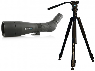 Viking ED Pro 80mm Spotting Scope with 27-55x zoom eyepiece & Viking Swallow Tripod with K-205 Fluid Head